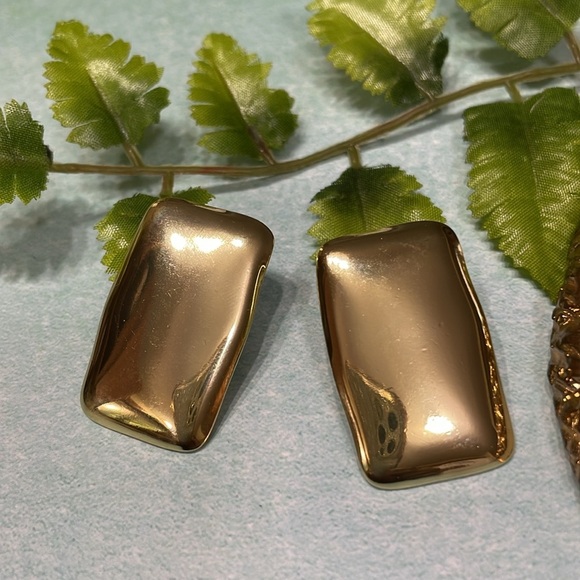 Gold Rectangle Earrings - Picture 11 of 15
